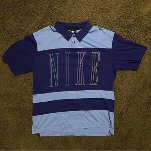 Nike Blue Polo Shirt with Color Block Design